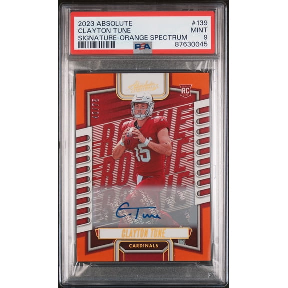 2023 Panini Absolute Orange Spectrum Clayton Tune #139 RC Auto /75 PSA 9