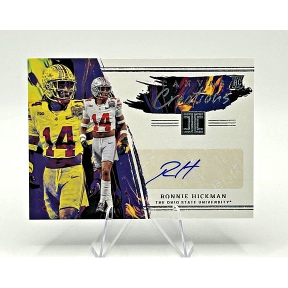 2023 Panini Chronicles Draft Picks CC-RHI Ronnie Hickman Auto Base Rookie Insert Ohio State Buckeyes NCAA Autographed Football Trading Card