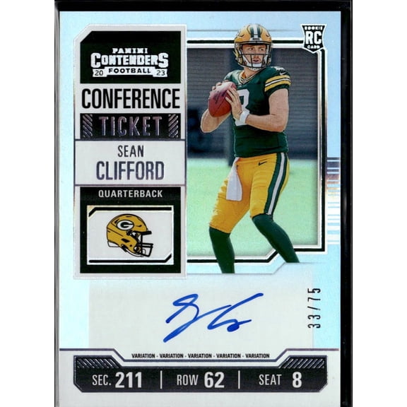 2023 Panini Contenders Football Conference Ticket Auto Variation /75 RC Sean Clifford #132 Packers Football Card