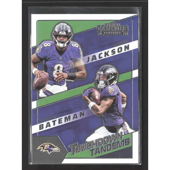 2023 Panini Contenders Football Touchdown Tandems Rashod Bateman Lamar Jackson #TDT-LJA Baltimore Ravens NFL Football Trading Card
