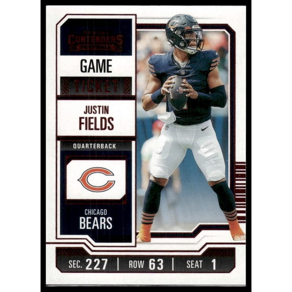 2023 Panini Contenders Justin Fields #20 Game Ticket Red Chicago Bears NFL FOOTBALL Trading Card