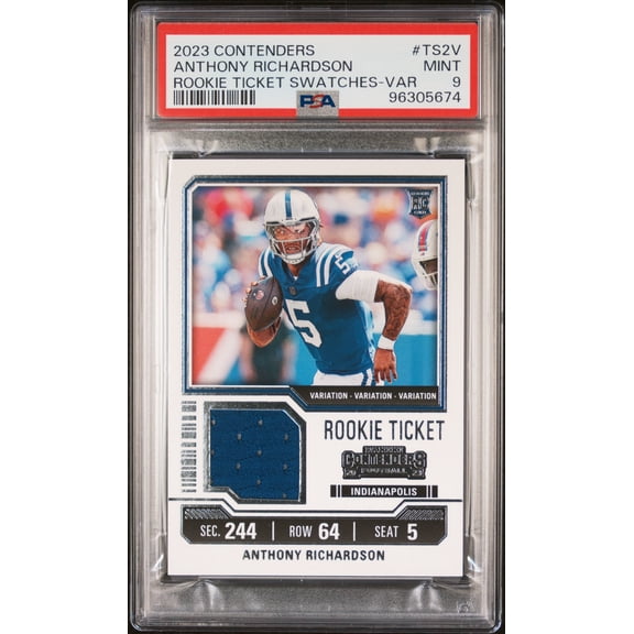 Graded 2023 Panini Contenders Rookie Ticket Swatches-Var Anthony Richardson #TS2V PSA 9