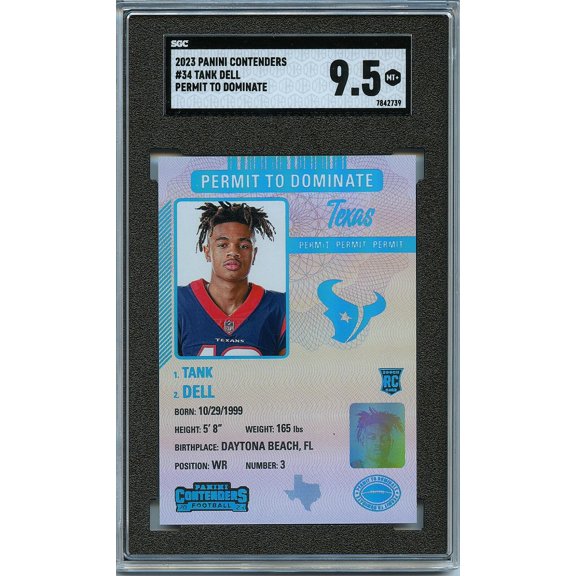Graded 2023 Panini Contenders Tank Dell #34 Permit To Dominate Rookie SGC 9.5