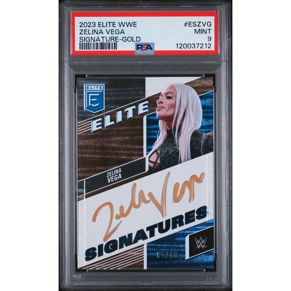 2023 Panini Donruss Elite WWE Signatures Gold Zelina Vega #ES-ZVG Auto /10 PSA 9