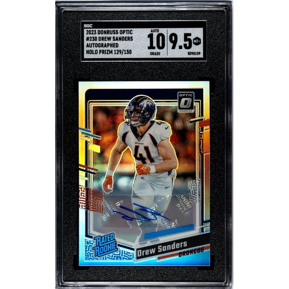 2023 Panini Donruss Optic Holo Drew Sanders #230 RC Auto /150 SGC 9.5 Auto 10