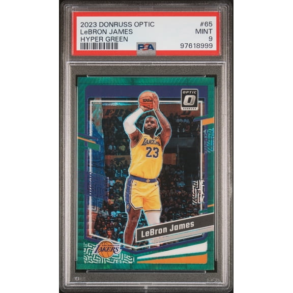 Graded 2023 Panini Donruss Optic Lebron James #65 Hyper Green PSA 9