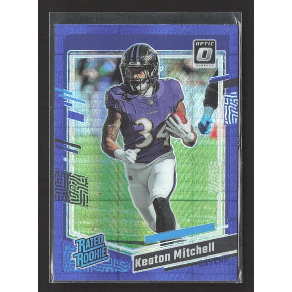 2023 Panini Donruss Optic Rated Rookie Purple Keaton Mitchell Ravens Football Card #207