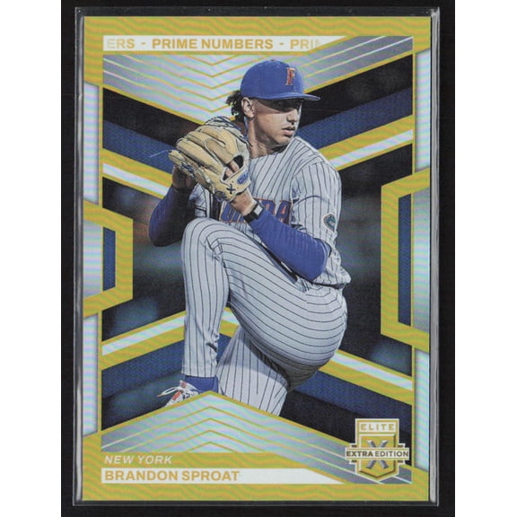 2023 Panini Elite Extra Edition Brandon Sproat #127 Prime Numbers Gold /24 New York Mets MLB Baseball Trading Card