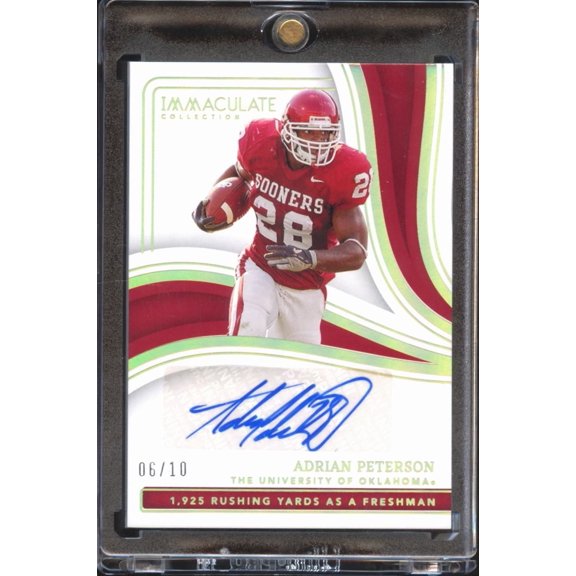 2023 Panini Immaculate Collection Collegiate Football Card Adrian Peterson CGS-AP Auto 6/10 Oklahoma Sooners