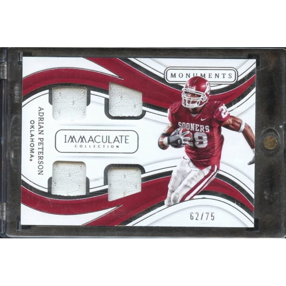 2023 Panini Immaculate Collection Collegiate Monuments Football Card Adrian Peterson Quad Jersey Patch IM-AP 62/75