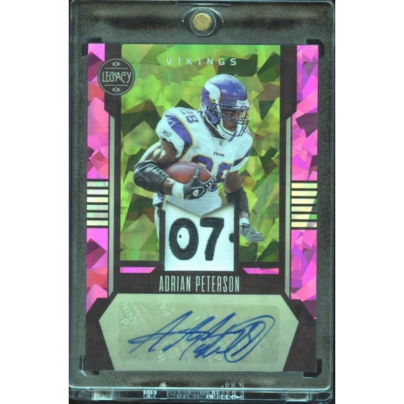 2023 Panini Legacy Adrian Peterson Pink Patch Auto LPA-AP 2/5 Minnesota Vikings Football Card