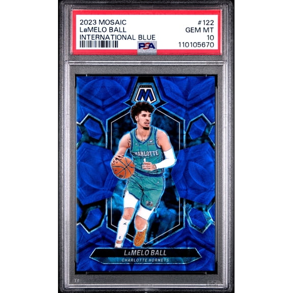 2023 Panini Mosaic Lamelo Ball #122 International Blue /25 PSA 10