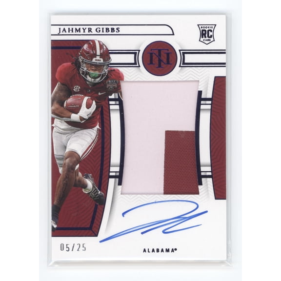 2023 Panini National Treasures Collegiate Jahmyr Gibbs CMS-JAG Patch Auto RC Alabama 05/25