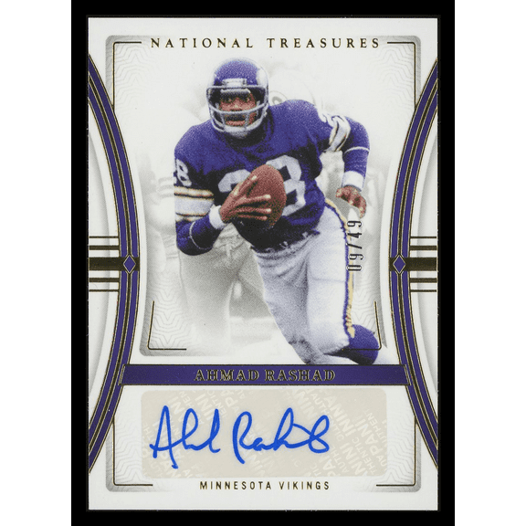 2023 Panini National Treasures Football Card Ahmad Rashad Gold Auto 9/49 #SIG-ARD Minnesota Vikings NFL Autographed Football Trading Card