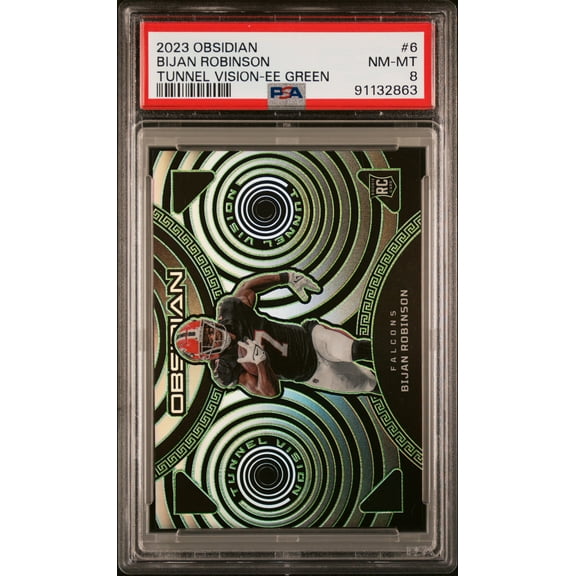 2023 Panini Obsidian Tunnel Vision Bijan Robinson Ee Green #6 PSA 8