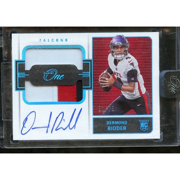 2023 Panini One Football Desmond Ridder #47 RC Patch Auto Atlanta Falcons Football Card Atlanta Falcons NFL Autographed Football Trading Card
