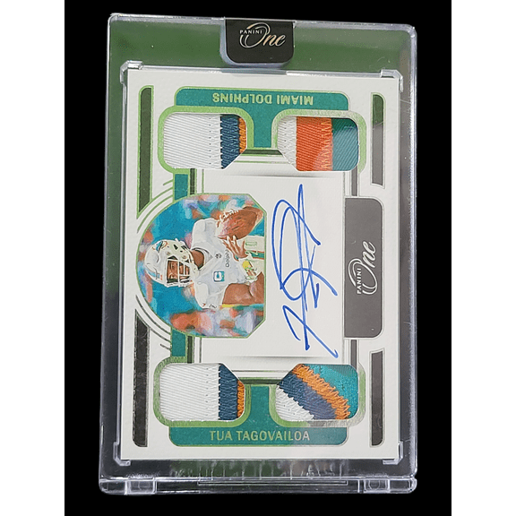 2023 Panini One Football Tua Tagovailoa Auto Patch Memorabilia #59 Miami Dolphins Football Card