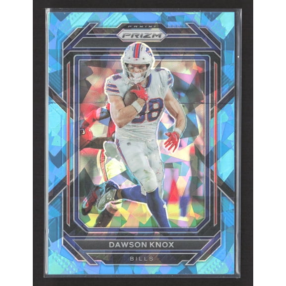 2023 Panini Prizm Dawson Knox #33 Blue Ice /99 Buffalo Bills NFL Trading Card