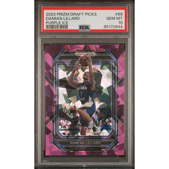 2023 Panini Prizm Draft Picks Damian Lillard #89 Purple Ice PSA 10