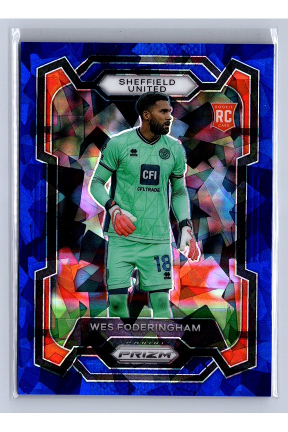 2023 Panini Prizm Premier League Wes Foderingham #285 Blue Cracked Ice /75 /75 RC