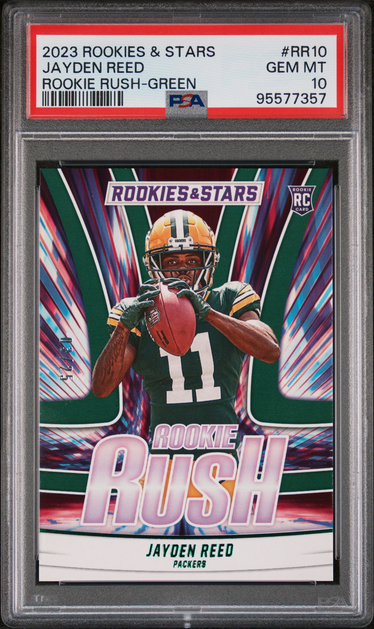 2023 Panini Rookies & Stars Rookie Rush #RR10 Jayden Reed Green 