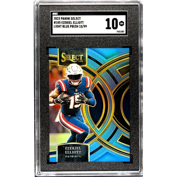 2023 Panini Select #185 Ezekiel Elliott Light Blue Prizm /99 SGC 10