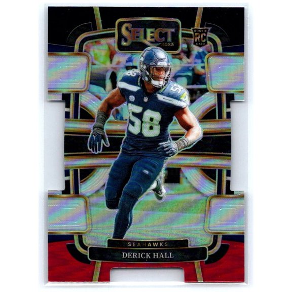 2023 Panini Select Derick Hall #85 Black and Red Prizms Die Cuts RC Seahawks Football Card