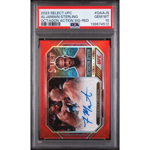 2023 Panini Select UFC Octagon Action Signatures Red Aljamain Sterling #OAAJS /35 PSA 10