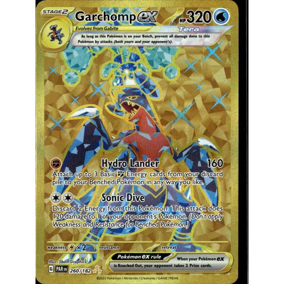 2023 Paradox Rift Gold Secret Rare UR Garchomp EX #260/182 Pokemon Trading Card English
