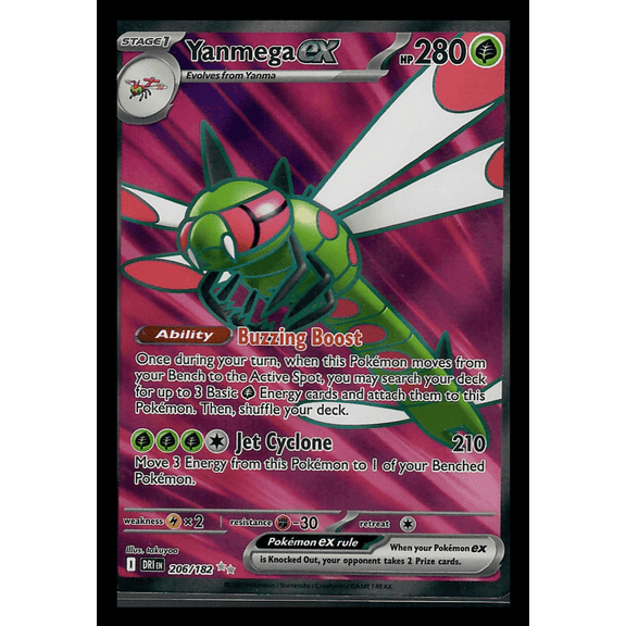 2023 Paradox Rift Yanmega EX Etched Secret Rare FA #206/182 Pokemon Trading Card