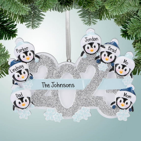 2023 Penguin Family - 7 Christmas Ornament - Gifts with the Current Year - Seven - Grandchildren - Large Families - Grandparents