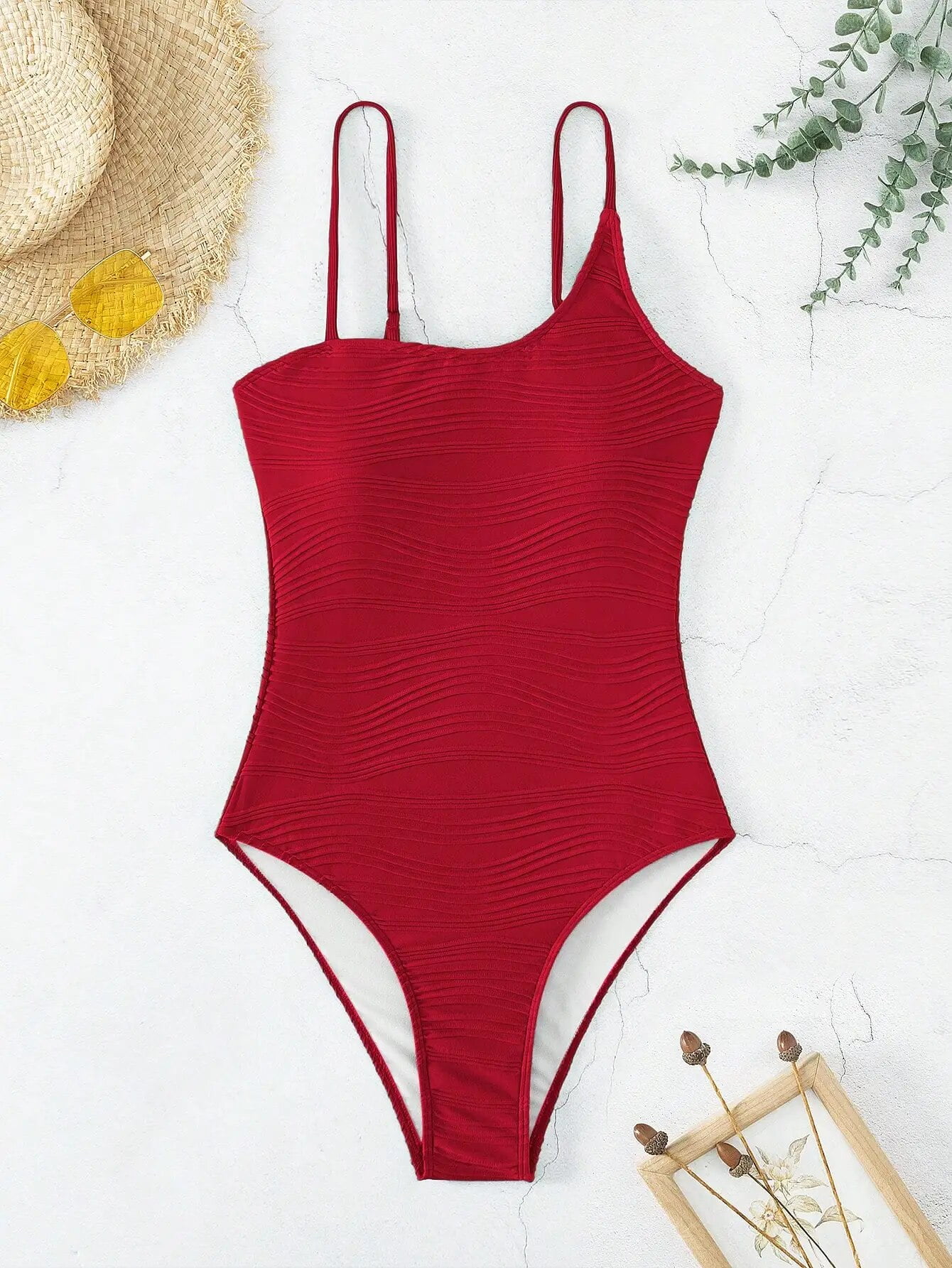 2023 Plain One Shoulder Swimsuit One Piece Solid Swimwear Women Sexy ...