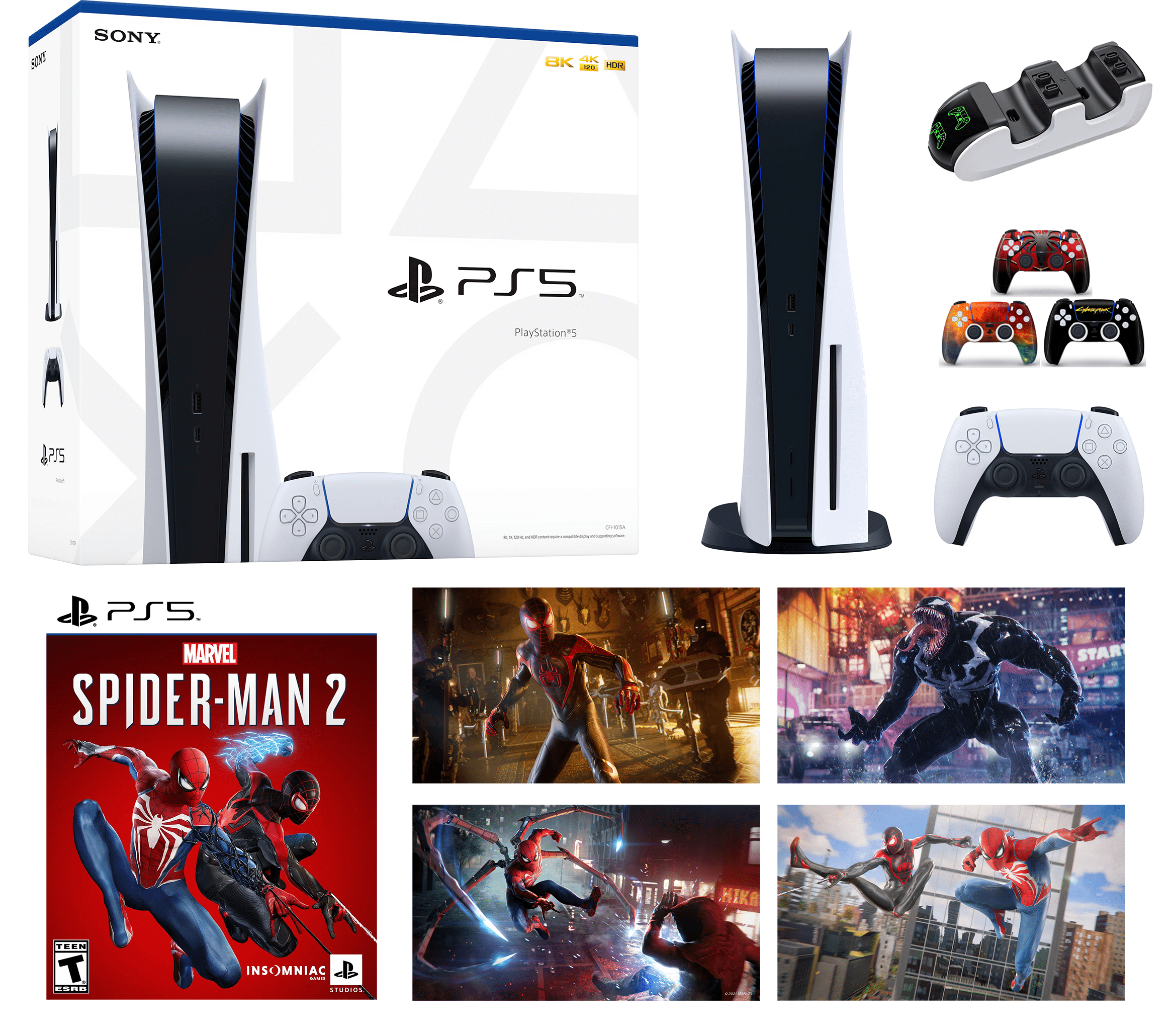 PlayStation 5 Slim Edition Bundle w/Spider-Man 2 Game & Charging