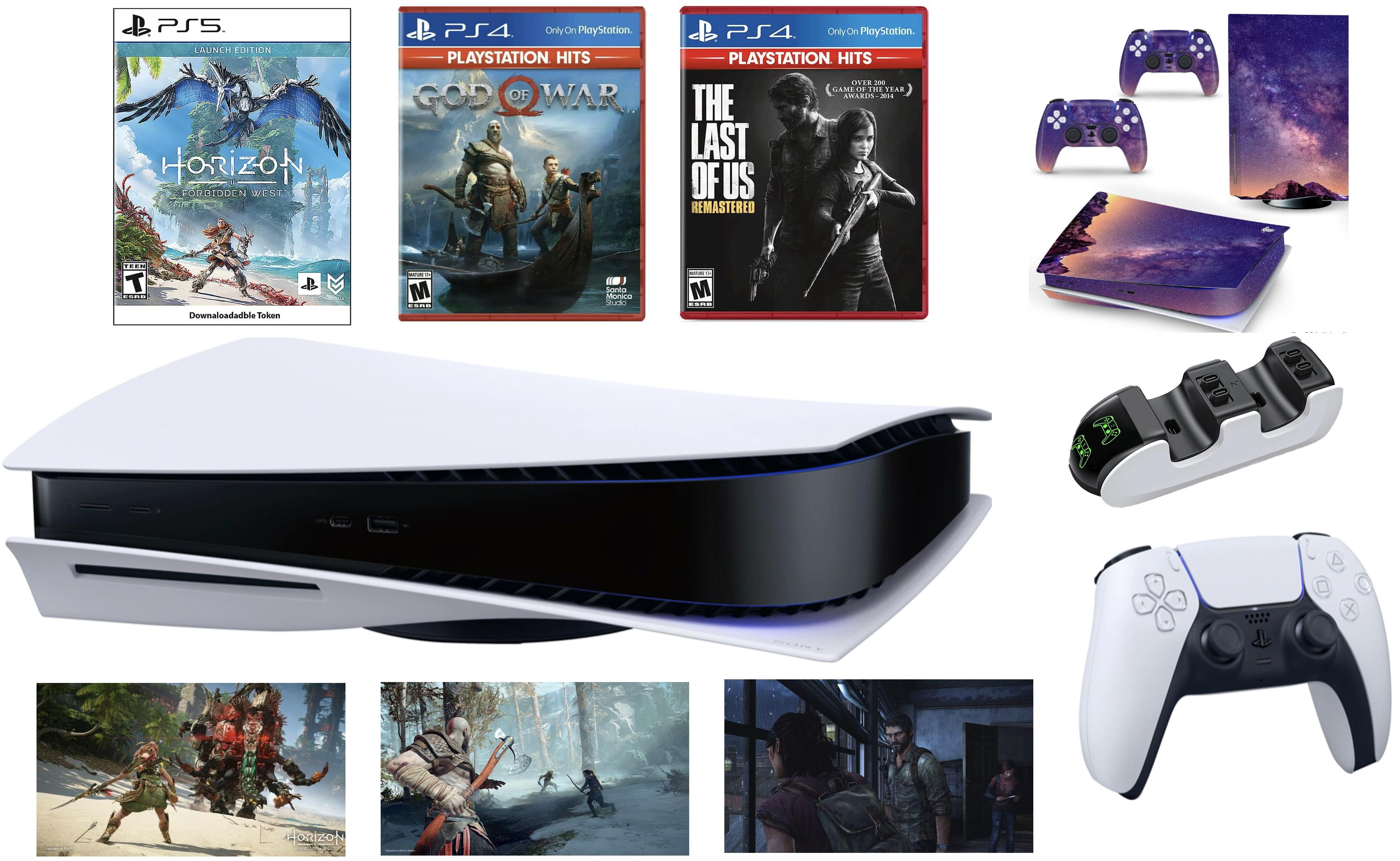  Flagship Newest Play Station 4 1TB HDD Only on Playstation PS4  Console Slim Bundle with Three Games: The Last of Us, God of War, Horizon  Zero Dawn 1TB HDD Dualshock 4