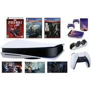 2023 PlayStation PS 5 Gaming Holiday BundlePS5_Disc Console with Marvel s Spider-Man 2, God of War & The Last of Us Remastered +Wireless Controller+ Fast Charging Dock + Full Body Skin
