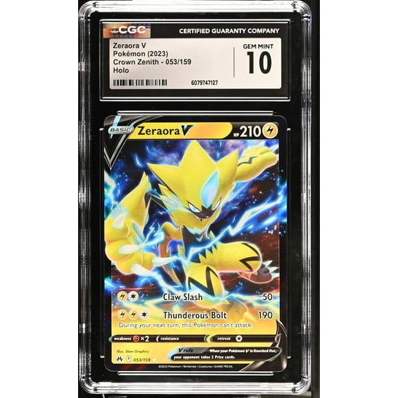 2023 Pokmon Sword & Shield Crown Zenith Zeraora #053/159 V Holo CGC 10
