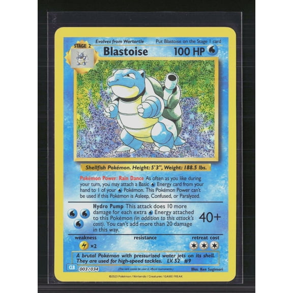 2023 Pokemon Classic Collection Blastoise Holo Trading Card #3/34 Lightly Played