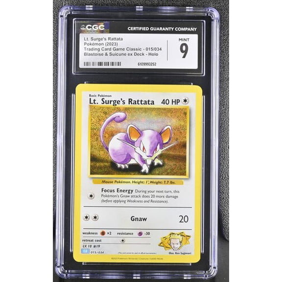 2023 Pokemon EN Trading Card Game Classic: Lt. Surge's Rattata #015/034 - CGC 9 Mint