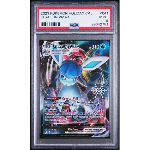 Graded 2023 Pokemon Holiday Calendar Glaceon Vmax #041 PSA 9 Trading Card