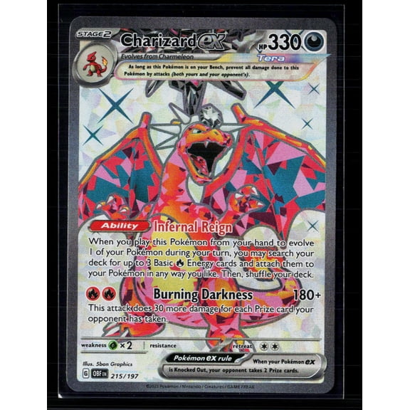 2023 Pokemon Obsidian Flames Charizard EX Secret Rare FA Holo Trading Card #215/197