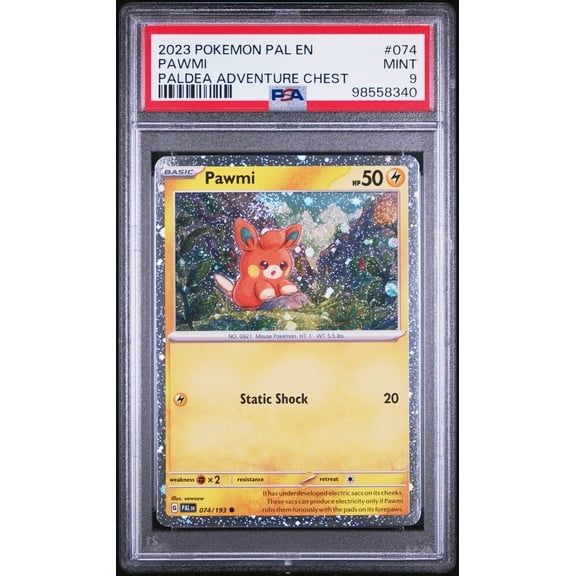 Graded 2023 Pokemon Pal EN-Paldea Evolved Pawmi Paldea Adventure Chest #074 PSA 9 Trading Card