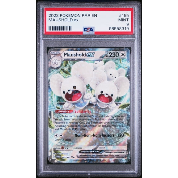 Graded PSA 9 2023 Pokemon TCG Paradox Rift Maushold EX Trading Card #155