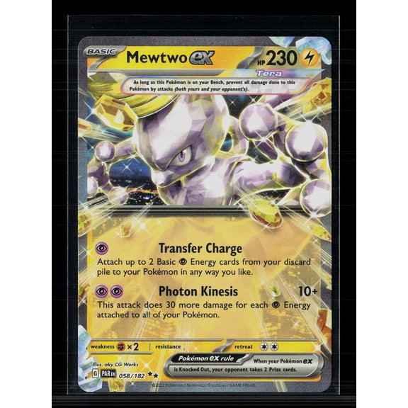 2023 Pokemon Paradox Rift Mewtwo EX Holo Double Rare RR 58/182 Trading Card
