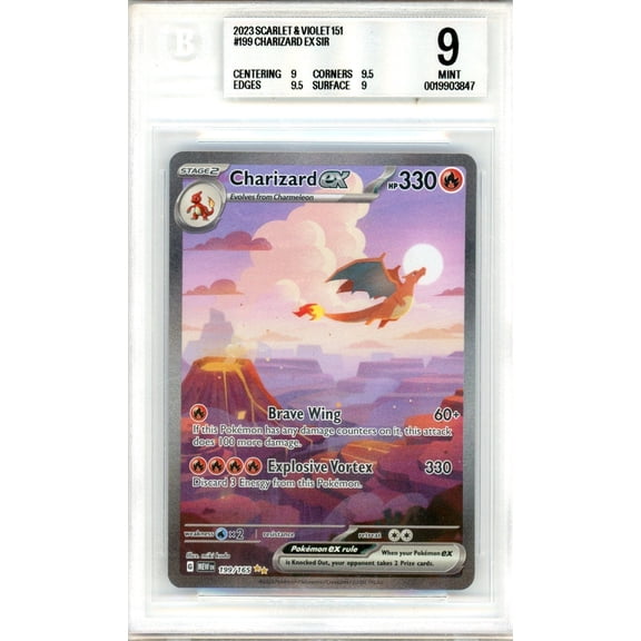 Graded 2023 Pokemon Scarlet & Violet 151 Charizard ex SIR #199 BGS 9 Trading Card