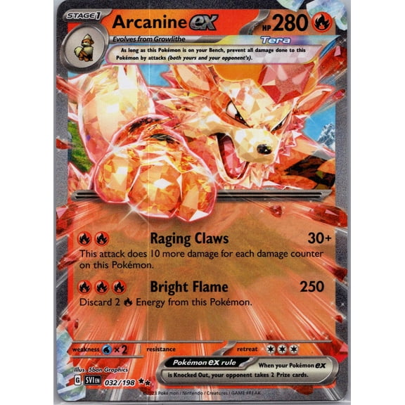 2023 Pokemon Scarlet & Violet Arcanine EX Holo Double Rare RR #32/198 English Trading Card