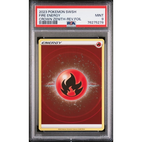 Graded 2023 Pokemon Sword & Shield Crown Zenith Fire Energy Crown Zenith-Rev.Foil PSA 9 Trading Card