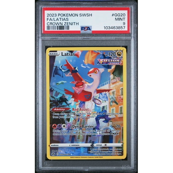 Graded 2023 Pokemon Sword And Shield Crown Zenith Latias FA GG20 PSA 9 Trading Card