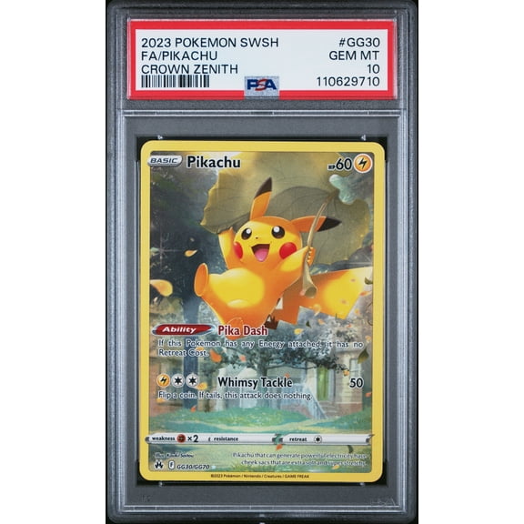 2023 Pokemon Sword & Shield Crown Zenith Pikachu FA Trading Card PSA 10 GG30