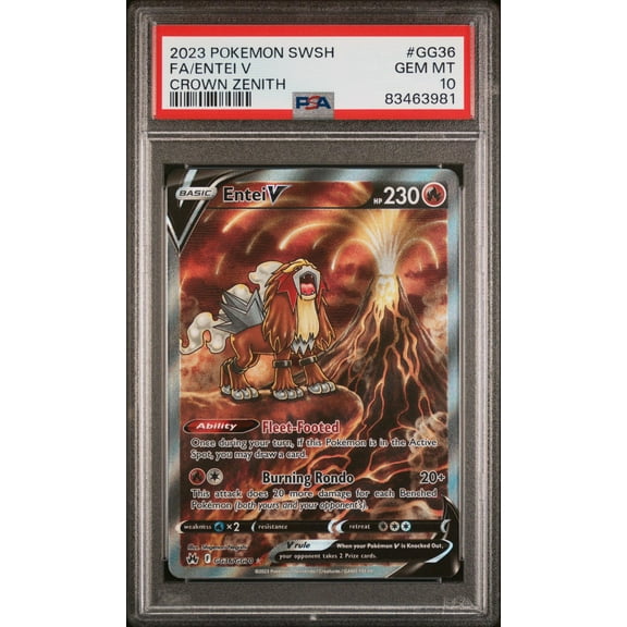 2023 Pokemon Sword and Shield Crown Zenith Entei V #GG36 PSA 10