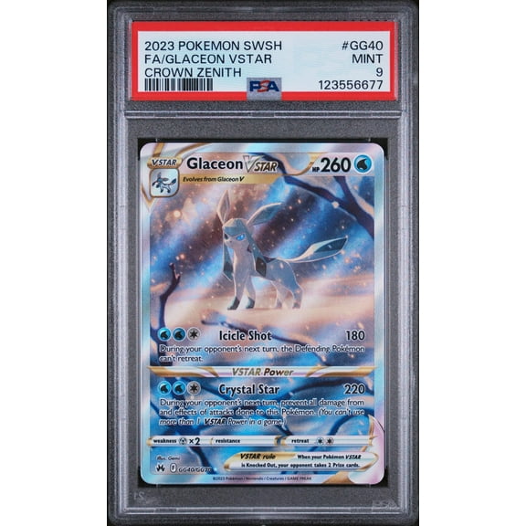 2023 Pokemon Sword and Shield Crown Zenith Glaceon Vstar #GG40 PSA 9